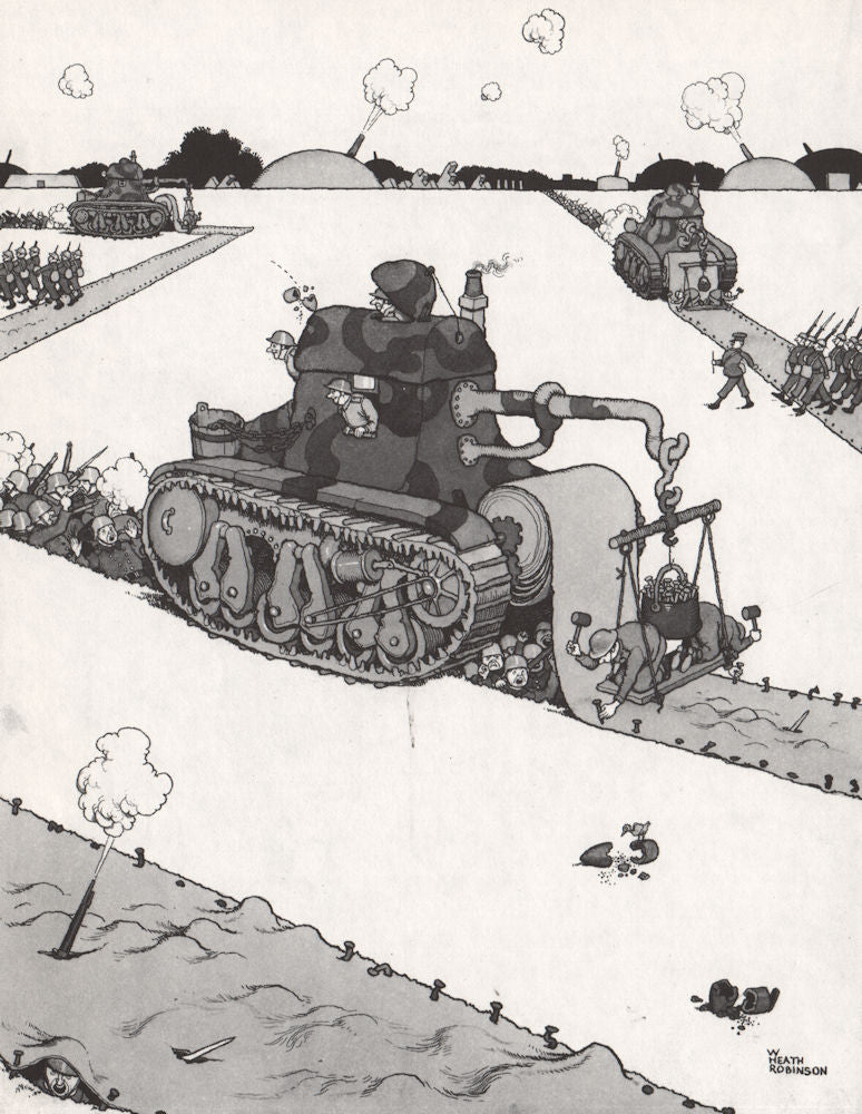 HEATH ROBINSON. The Trench-Sealer. Second World War 1973 old vintage print